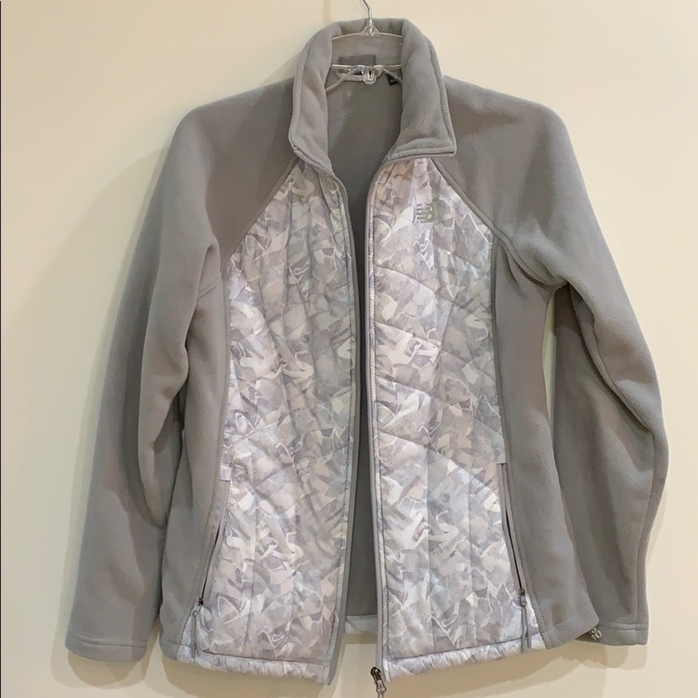 New Balance Gray Puffer Fleece Zip Up Jacket - Picture 2 of 5